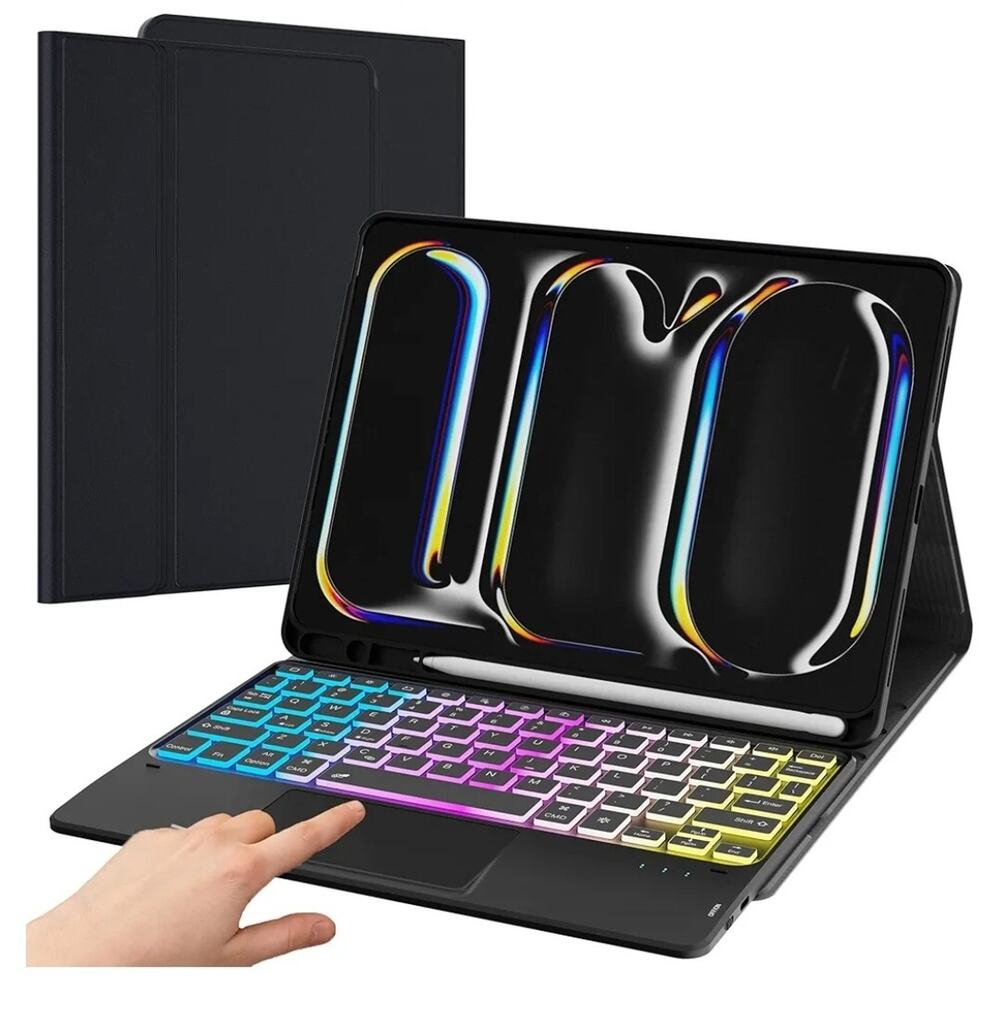 for 2024 iPad Pro 11-inch (M4) Case with Keyboard - 7 Color Backlit Detachable